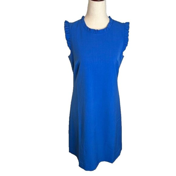 J.Crew $118 Ruffleneck Suit Dress in Blue Size 4 BF465 - Picture 1 of 6